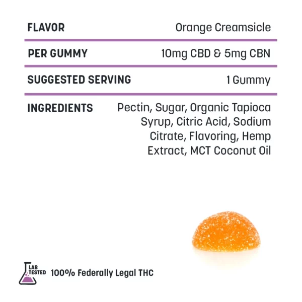 Orange Creamsicle Sleep Gummies -  Low Dose CBD + CBN - Image 2